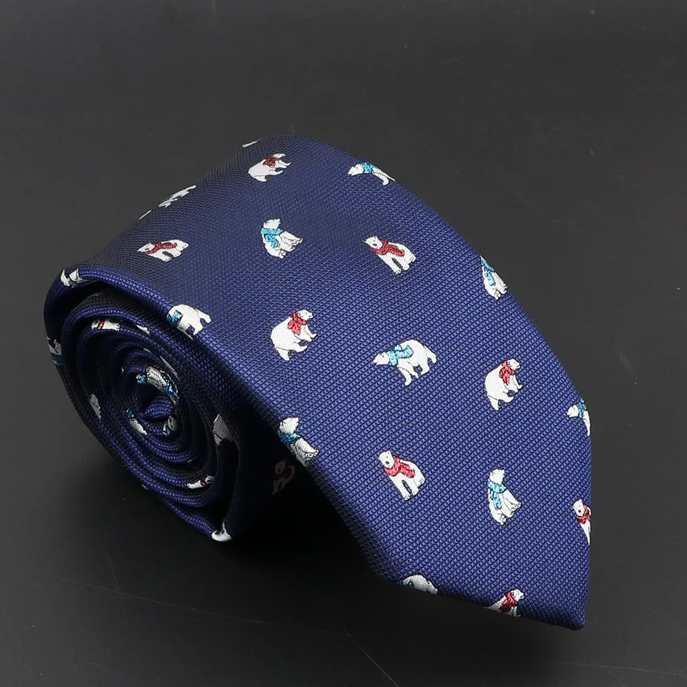 New Blue Printed Men&#39;s Tie Novelty Animal Fruit Pattern Neck Ties S lim Jacquard Woven High Quality Gravatas Accessories For Men